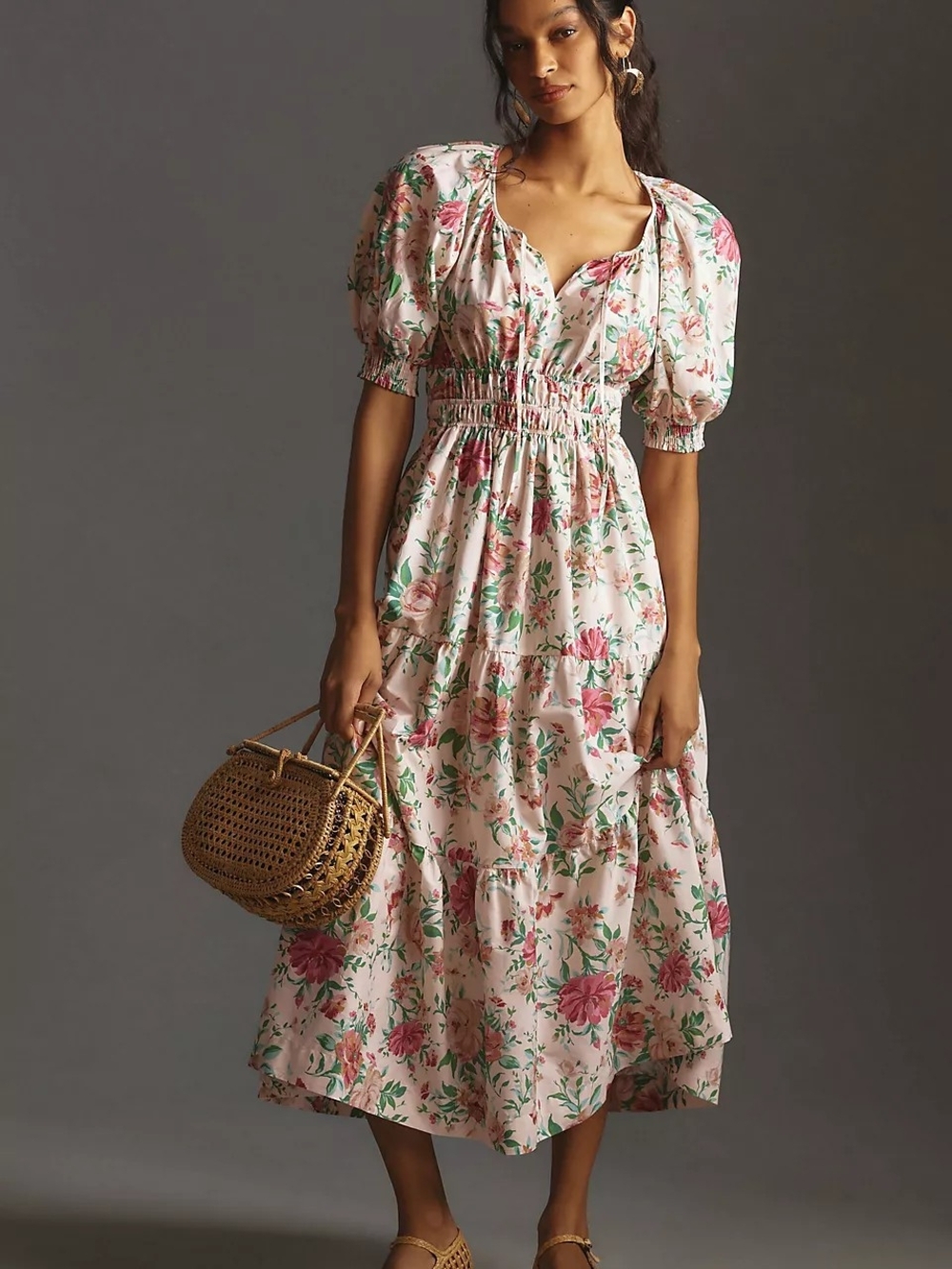 NWT Anthropologie Somerset Maxi Dress Puff-Sleeve Cottagecore M - Picture 2 of 6